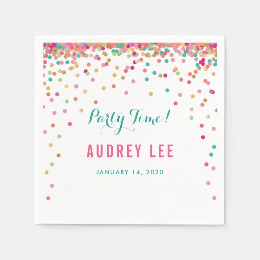 Meisjes confetti strooit verjaardagsfeestdecor servet (Voorkant)