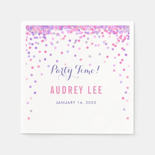 Meisjes confetti strooit verjaardagsfeestdecor servet (Voorkant)