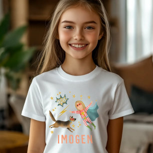 Meisjes Cool Superheld en Super Dog Kinder Comic T-shirt