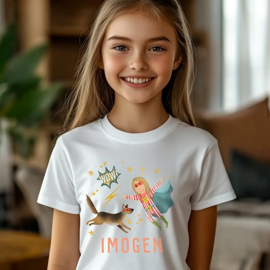 Meisjes Cool Superheld en Super Dog Kinder Comic T-shirt