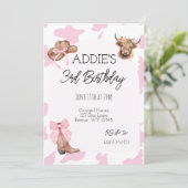 Meisjes Cowgirl Verjaardag Uitnodiging (Staand voorkant)