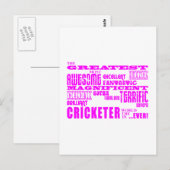 Meisjes Cricket: Roze Grootste Cricketspeler Briefkaart (Voorkant / Achterkant)