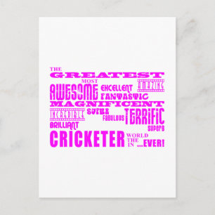 Meisjes Cricket: Roze Grootste Cricketspeler Briefkaart