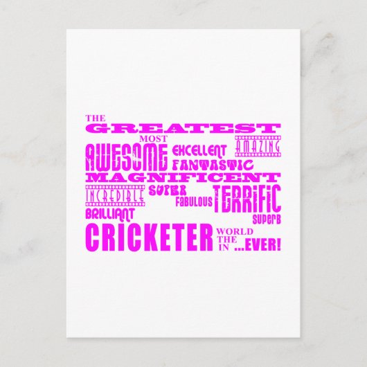 Meisjes Cricket: Roze Grootste Cricketspeler Briefkaart (Voorkant)