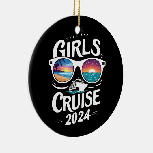 Meisjes Cruise Reis 2024 Vakantie Liefhebbers Keramisch Ornament (Rechts)