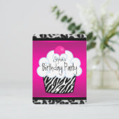 Meisjes Cupcake Verjaardagsfeestje Kaart (Staand voorkant)