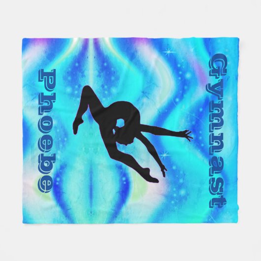 Meisjes Custom Gymnastiek Blauw Groen Fleece Deken (Voorkant (Horizontaal))