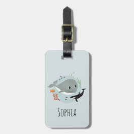 Meisjes Cute Blue Ocean Whale Kinder Bagagelabel