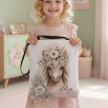 Meisjes Cute Boho Paard Gepersonaliseerde Naam 