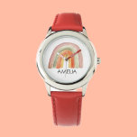 Meisjes Cute Boho Waterverf Rainbow en naam Horloge<br><div class="desc">Introductie van onze betoverende Kinder Boho Rainbow Waterverf Personalized Watch, een prachtig uurwerk ontworpen met uw kleintje in gedachten. Dit horloge vangt de grilligheid en magie van de kindertijd met zijn levendige boho regenboog waterverf ontwerp. De wijzerplaat van het horloge heeft een boeiende waterverf regenboog, versierd met speelse sterren en...</div>