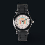 Meisjes Cute en Whimsical Boho Rainbow Kinderen Horloge<br><div class="desc">Deze schattige en griezelige kinderen kijken naar een mooie boho regenboogtekening,  duidelijke getallen en een plek waar je je meisjesnaam in een minimalistisch lettertype kunt toevoegen. Het perfecte cadeau voor elke regenboogminnaar!</div>