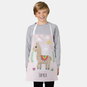 Meisjes Cute en Whimsical Pink Rainbow Llama Kinde Schort (Gedragen)