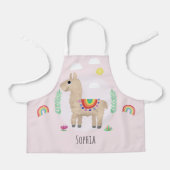 Meisjes Cute en Whimsical Pink Rainbow Llama Kinde Schort (Voorkant)