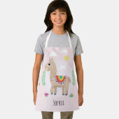 Meisjes Cute en Whimsical Pink Rainbow Llama Kinde Schort (Insitu)