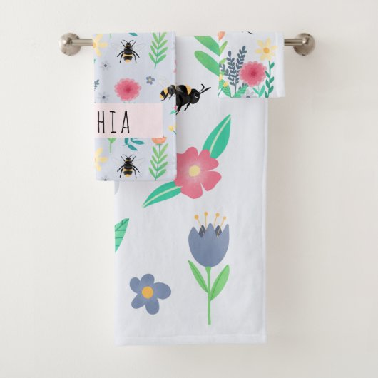 Meisjes Cute Floral Botanical Bee & Flowers Kinder Bad Handdoek (Insitu)