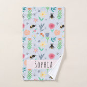 Meisjes Cute Floral Botanical Bee & Flowers Kinder Bad Handdoek (Handdoek)