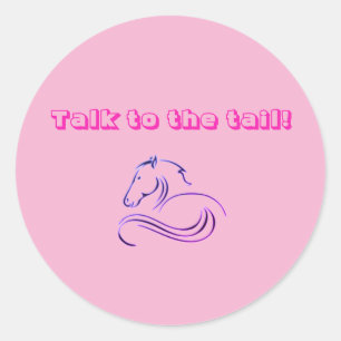 Meisjes Cute & Funny praten tegen het staartpaard  Ronde Sticker