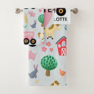 Meisjes Cute & Modern Roze Boerderij Tractor Patte Bad Handdoek