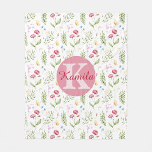 Meisjes Cute Monogram Naam Bloem Fluweel Dekbed Fleece Deken