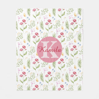 Meisjes Cute Monogram Naam Bloem Fluweel Dekbed Fleece Deken