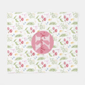 Meisjes Cute Monogram Naam Bloem Fluweel Dekbed Fleece Deken (Voorkant (Horizontaal))