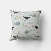 Meisjes Cute Ocean Whale Illustration Kinder Cushi Kussen (Achterkant)