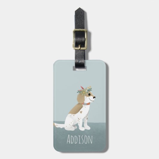 Meisjes Cute Puppyshows Bloemen Kinderen Bagagelabel (Voorkant verticaal)