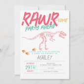 Meisjes Cute Roze Dinosaurus Graaf Fossiel Kindere Kaart (Voorkant)