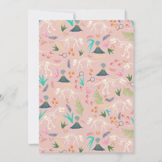 Meisjes Cute Roze Dinosaurus Graaf Fossiel Kindere Kaart (Achterkant)