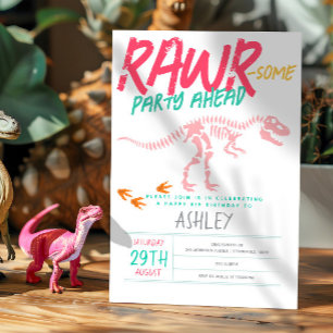 Meisjes Cute Roze Dinosaurus Graaf Fossiel Kindere Kaart