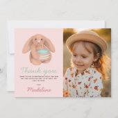Meisjes Cute Roze Konijn Foto Kinderen Verjaardag  Bedankkaart (Voorkant)