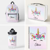 Meisjes Cute Unicorn En Waterverf Regenboog Aangep Notitieboek