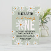 Meisjes Daisy eerste verjaardag uitnodiging (Staand voorkant)