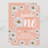 Meisjes daisy eerste verjaardag uitnodiging (Voorkant / Achterkant)