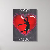 Meisjes Dance Chalkboard Heart w/ Gepersonaliseerd Canvas Afdruk (Voorkant)