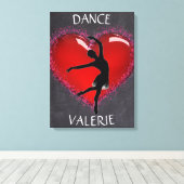 Meisjes Dance Chalkboard Heart w/ Gepersonaliseerd Canvas Afdruk (Insitu (Houten vloer))
