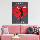 Meisjes Dance Chalkboard Heart w/ Gepersonaliseerd Canvas Afdruk (Insitu (Woonkamer))