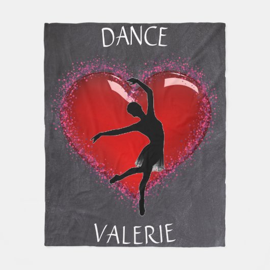 Meisjes Dance Chalkboard Heart w/ Gepersonaliseerd Fleece Deken (Voorkant)