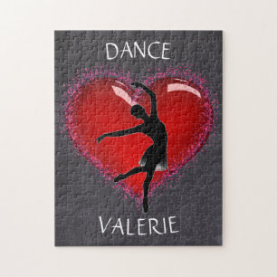 Meisjes Dance Chalkboard Heart w/ Gepersonaliseerd Legpuzzel