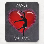 Meisjes Dance Chalkboard Heart w/ Gepersonaliseerd Muismat (Voorkant)