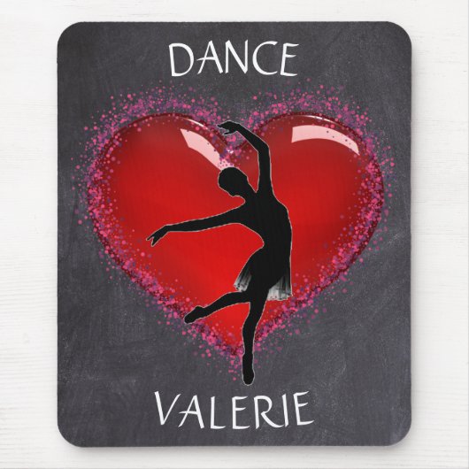 Meisjes Dance Chalkboard Heart w/ Gepersonaliseerd Muismat (Voorkant)