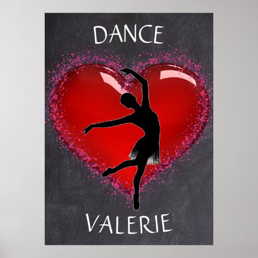 Meisjes Dance Chalkboard Heart w/ Gepersonaliseerd Poster (Voorkant)