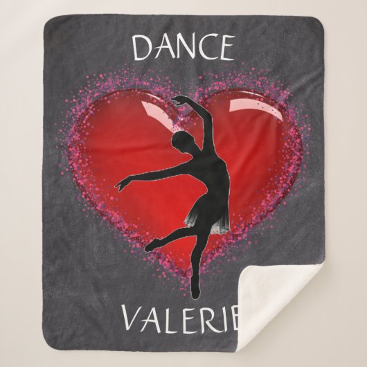 Meisjes Dance Chalkboard Heart w/ Gepersonaliseerd Sherpa Deken (Voorkant)