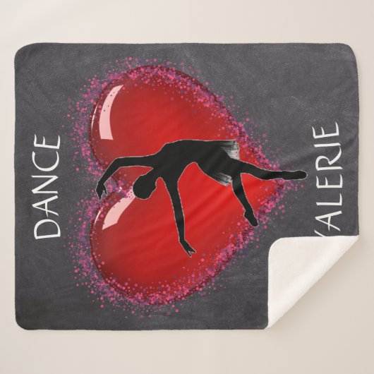 Meisjes Dance Chalkboard Heart w/ Gepersonaliseerd Sherpa Deken (Voorkant (horizontaal))