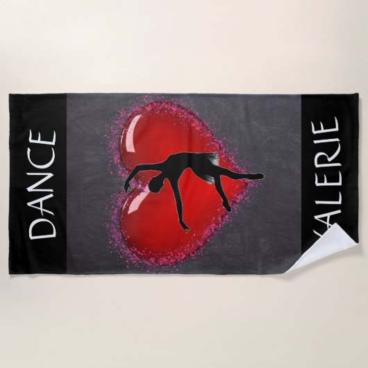 Meisjes Dance Chalkboard Heart w/ Gepersonaliseerd Strandlaken (Voorkant)