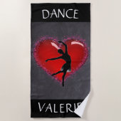 Meisjes Dance Chalkboard Heart w/ Gepersonaliseerd Strandlaken (Voorkant)