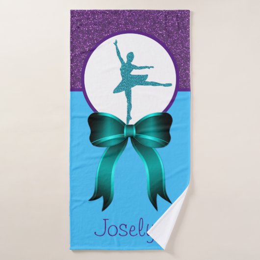 Meisjes Dance Glitter en Bow Bath Towel Badhanddoek (Badhanddoek)