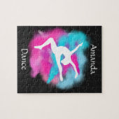 Meisjes Dance Leap Roze Blauwe Kleur Bomb met naam Legpuzzel (Horizontaal)