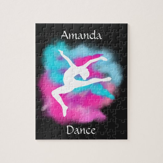 Meisjes Dance Leap Roze Blauwe Kleur Bomb met naam Legpuzzel (Verticaal)