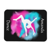 Meisjes Dance Leap Roze Blauwe Kleur Bomb met naam Magneet (Horizontaal)